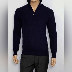 Moncrief Long Sleeve Sweater with Stand Up Collar & 1/4th Zip Black SMALL $315